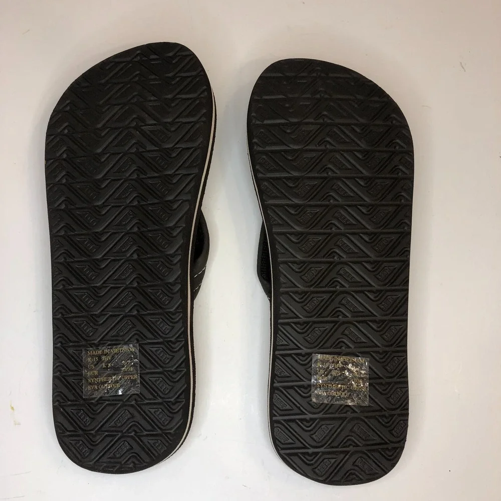 Reef Boys 6/7  Flip Flops Sandals Boys Little Ahi Stripe Yellow Red Orange Black
